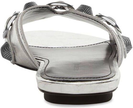 Balenciaga Cagole metallic-effect sandals Silver