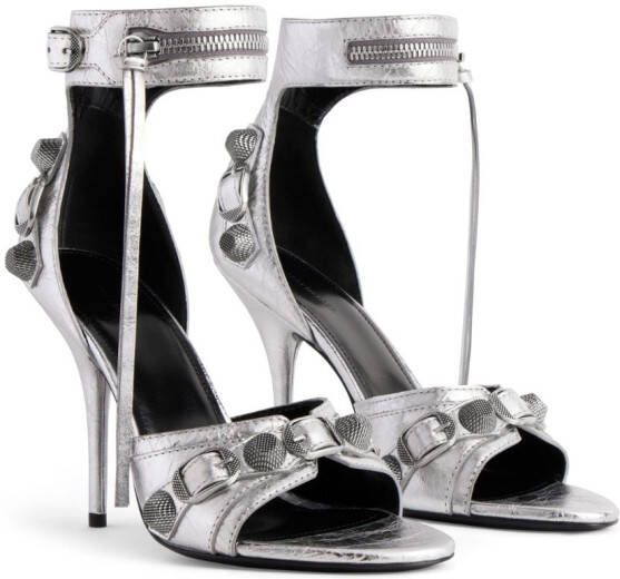 Balenciaga Cagole 110mm metallic-finish sandals Silver