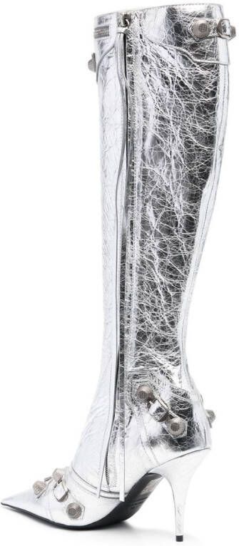Balenciaga Cagole 90mm metallic leather boots Silver
