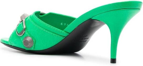 Balenciaga Cagole studded leather sandals Green