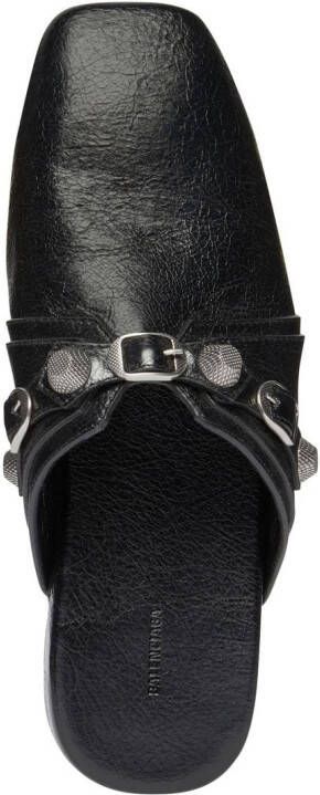 Balenciaga Cagole studded leather slippers Black