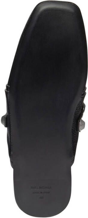 Balenciaga Cagole studded leather slippers Black