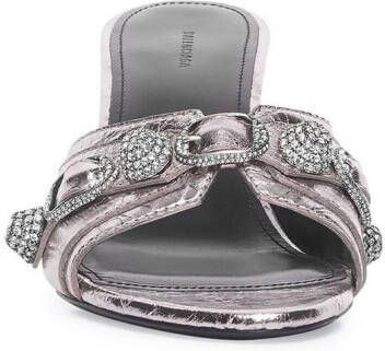 Balenciaga crystal-embellished leather mules Silver
