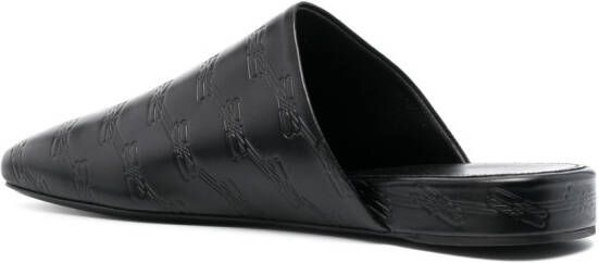 Balenciaga debossed-logo leather mules Black