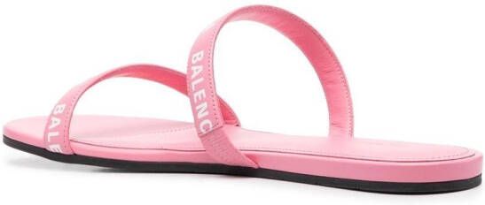 Balenciaga double logo-strap slides Pink