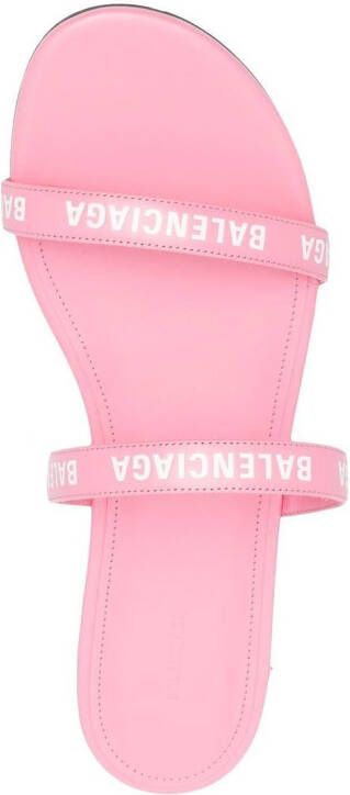 Balenciaga double logo-strap slides Pink