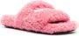 Balenciaga embroidered-logo faux-fur slides Pink - Thumbnail 2