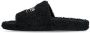 Balenciaga embroidered-logo furry slippers Black - Thumbnail 5