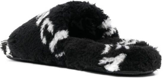 Balenciaga Furry logo-print slides Black