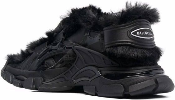 Balenciaga faux-fur Track sandals Black