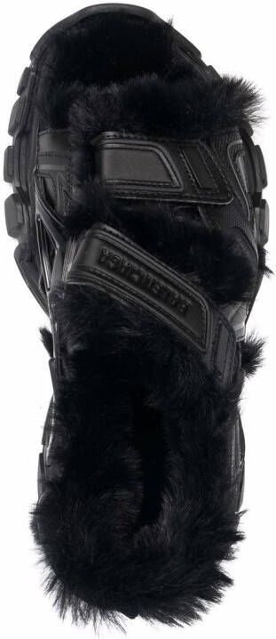 Balenciaga faux-fur Track sandals Black