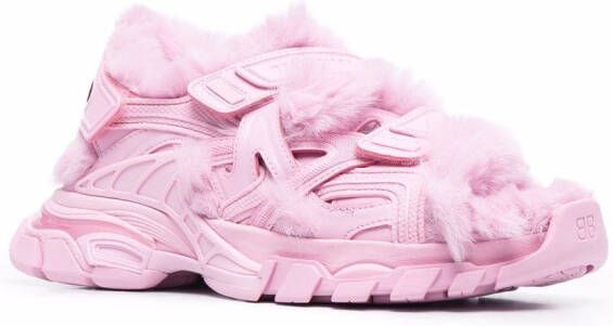 Balenciaga faux-fur Track sandals Pink