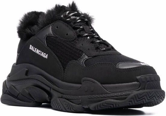Balenciaga faux-fur trim sneakers Black