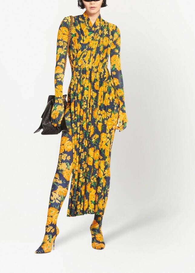 Balenciaga floral-print high boots Yellow