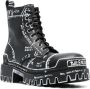 Balenciaga graphic-print leather combat boots Black - Thumbnail 2