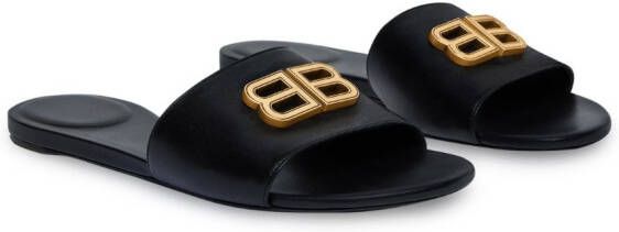 Balenciaga Groupie BB logo flat sandals Black
