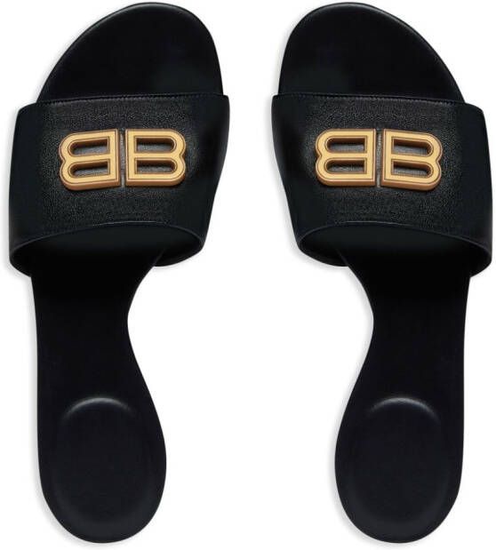 Balenciaga Groupie BB logo flat sandals Black