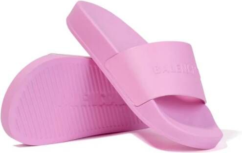 Balenciaga Kids logo-embossed open-toe slides Pink