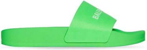 Balenciaga Kids logo-print pool slides Green