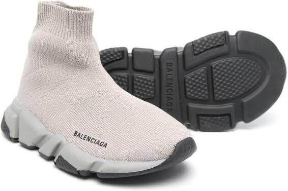 Balenciaga Kids side-logo print sock sneakers Grey