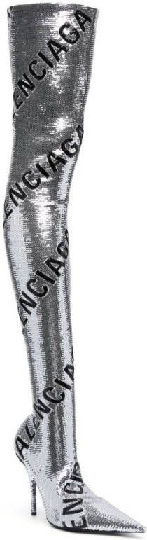Balenciaga Knife 110mm thigh-length boots Silver