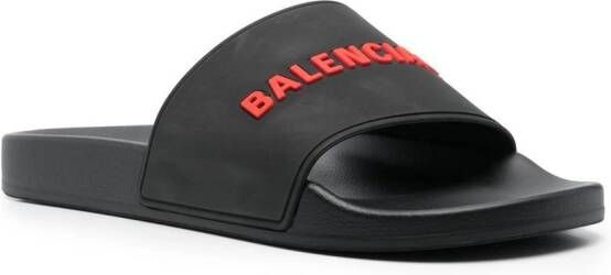 Balenciaga logo-appliqué slides Black