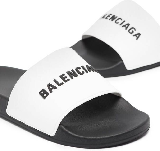 Balenciaga logo-embellished flat slides Black