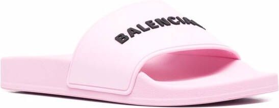 Balenciaga logo-embossed slides Pink