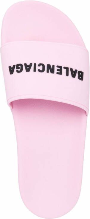 Balenciaga logo-embossed slides Pink