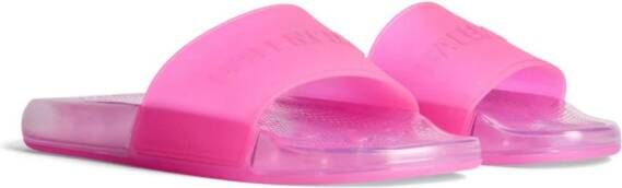 Balenciaga logo-embossed transparent pool slides Pink