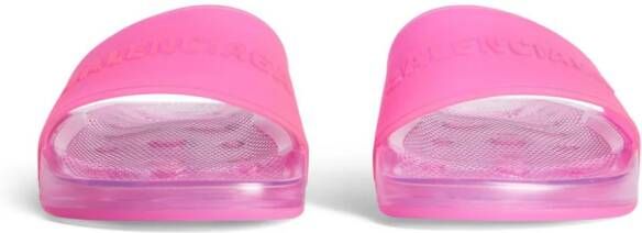 Balenciaga logo-embossed transparent pool slides Pink