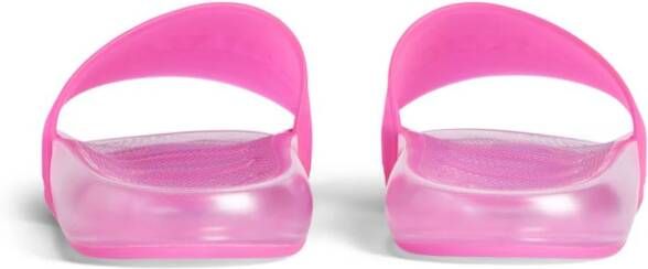 Balenciaga logo-embossed transparent pool slides Pink