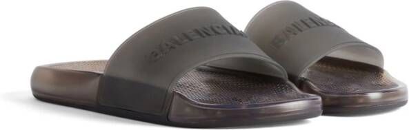 Balenciaga logo-embossed transparent slides Black