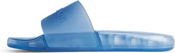 Balenciaga logo-embossed transparent slides Blue
