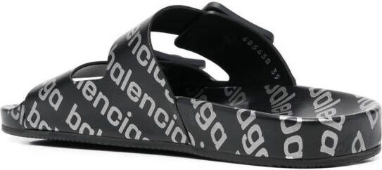 Balenciaga logo-print Mallorca flat sandals Black