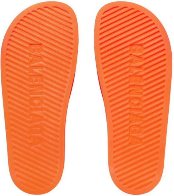 Balenciaga logo-print rubber sliders Orange