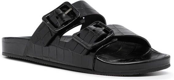 Balenciaga Mallorca crocodile-effect sandals Black