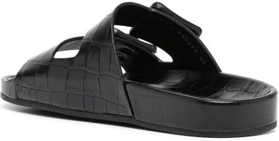 Balenciaga Mallorca crocodile-effect sandals Black