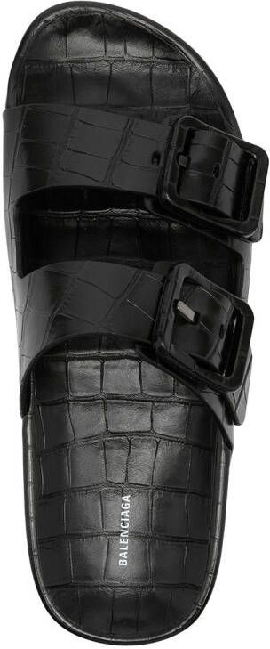 Balenciaga Mallorca crocodile-effect sandals Black