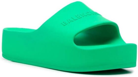 Balenciaga Chunky logo-embossed slides Green