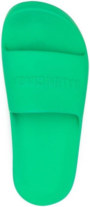 Balenciaga Chunky logo-embossed slides Green
