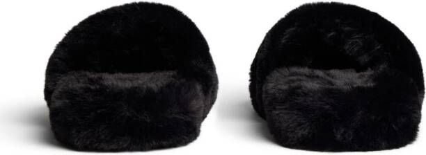 Balenciaga Furry logo-appliqué slides Black