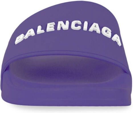 Balenciaga Pool logo-embossed slides Purple