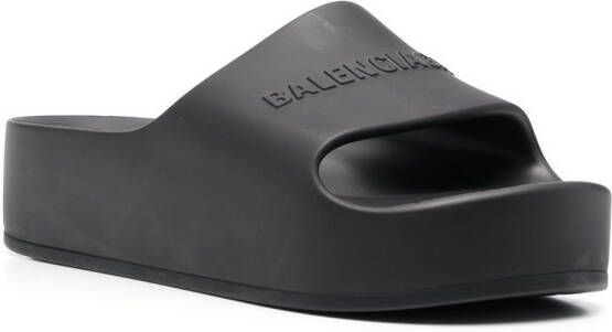 Balenciaga Chunky logo-embossed slides Black