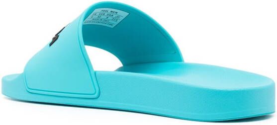 Balenciaga raised logo pool slides Blue