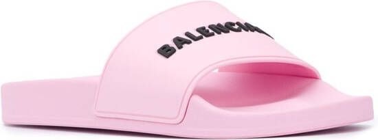 Balenciaga raised logo slides Pink