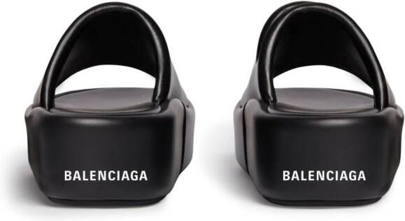 Balenciaga Rise leather platform slides Black