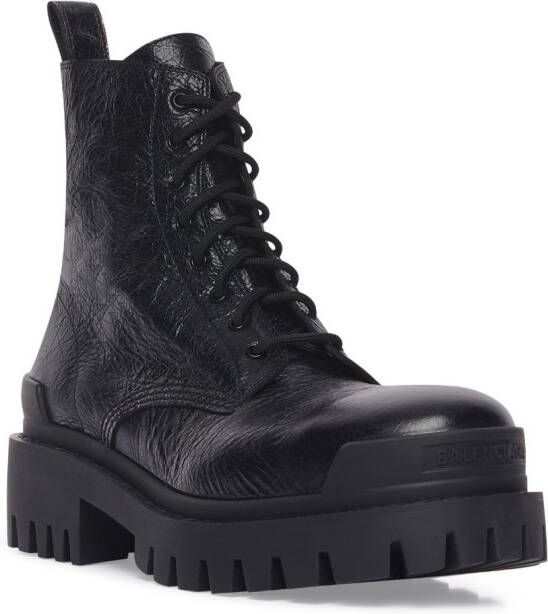 Balenciaga Strike lace-up leather boots Black