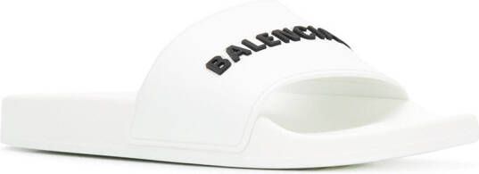 Balenciaga textured logo slides White