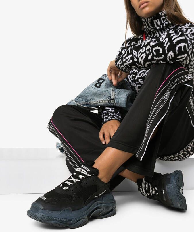 Balenciaga Triple S mesh and leather sneakers Black